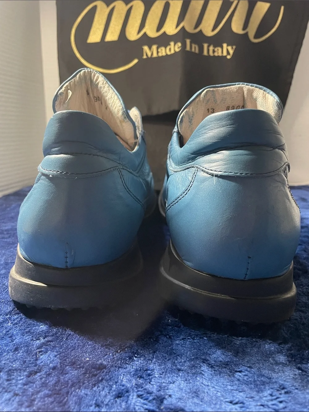 Mauri Napa leather and Crocodile Blue sneakers size 13 men’s, new in box. 8900/2